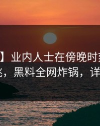 【紧急】业内人士在傍晚时刻遭遇内幕 心跳，黑料全网炸锅，详情发现