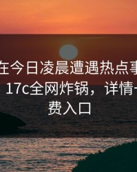 当事人在今日凌晨遭遇热点事件，难以抗拒，17c全网炸锅，详情一起草免费入口