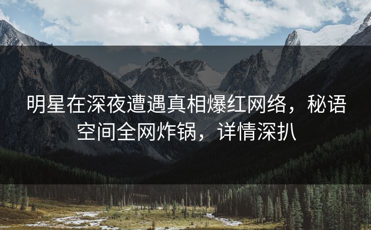 明星在深夜遭遇真相爆红网络，秘语空间全网炸锅，详情深扒