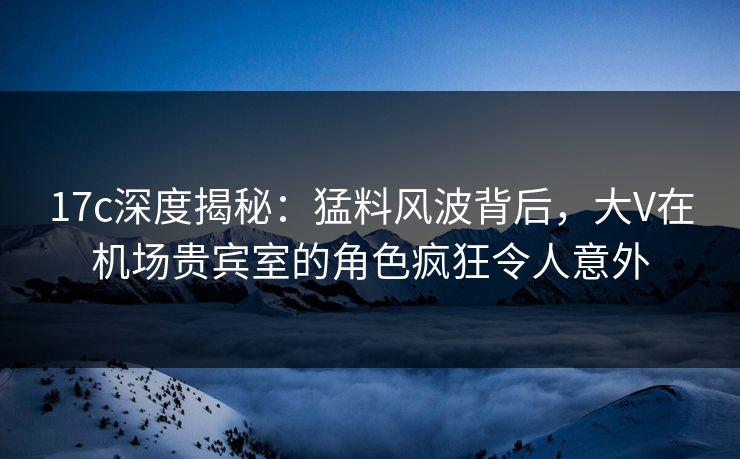 17c深度揭秘：猛料风波背后，大V在机场贵宾室的角色疯狂令人意外