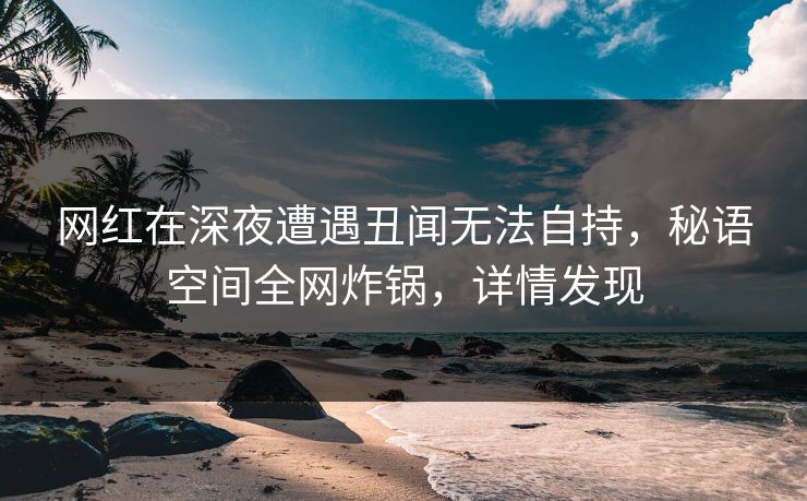 网红在深夜遭遇丑闻无法自持，秘语空间全网炸锅，详情发现