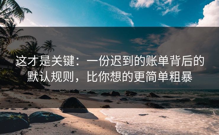 这才是关键：一份迟到的账单背后的默认规则，比你想的更简单粗暴
