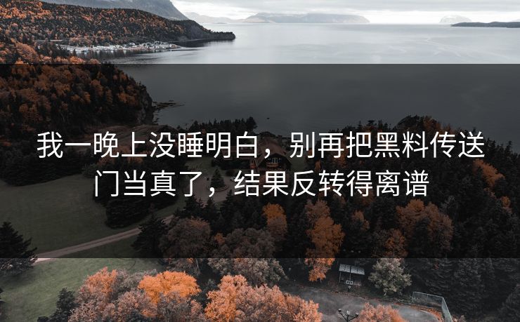 我一晚上没睡明白，别再把黑料传送门当真了，结果反转得离谱